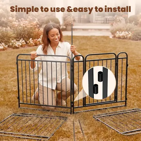 8-Panel Dog Playpen Outdoor Metal Outdoor Dog Fence with Gate