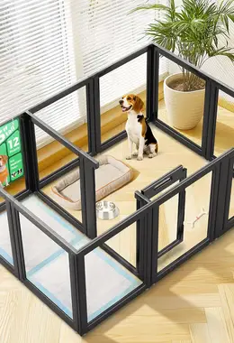AuraSpace Acrylic Indoor Dog Playpen for Medium Dogs