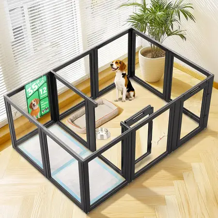 AuraSpace Acrylic Indoor Dog Playpen for Medium Dogs