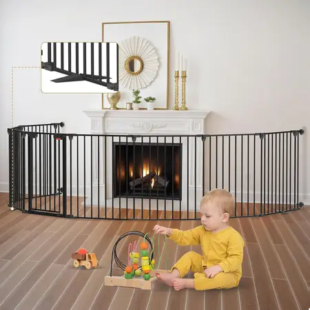 Extra-Wide Playpen with Stands Child Safety Fence Double Locking System